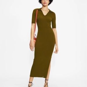 TED BAKER LONDON PILEEPA Polo Midi Dress Khaki M